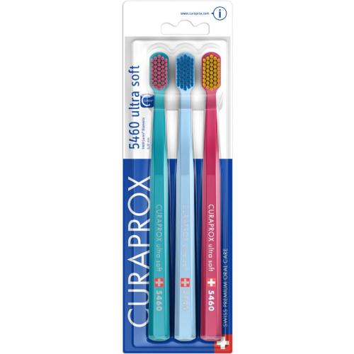 Curaprox Promo 5460 Ultra Soft Toothbrush Πετρόλ - Γαλάζιο - Φούξια Οδοντόβουρτσα με Πολύ Μαλακές, Πυκνές Ίνες 3 Τεμάχια